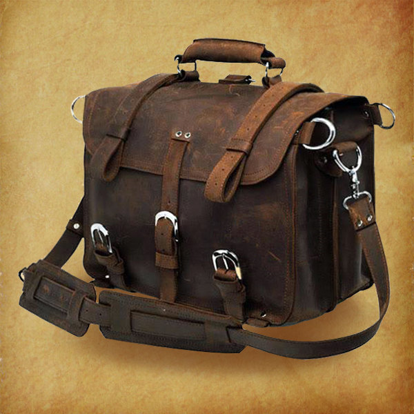 High Quality Genuine Crazy Horse Leather Bag/Rugged Leather Briefcase
